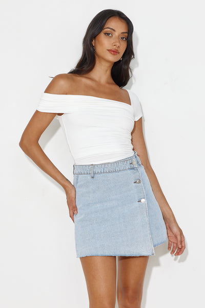 Wardrobe Staple Off Shoulder Crop Top White