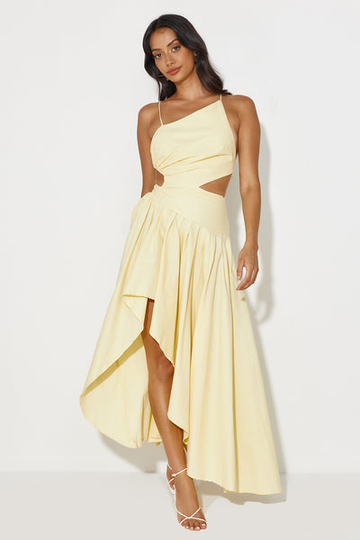 Frolicking Fields Midi Dress Yellow