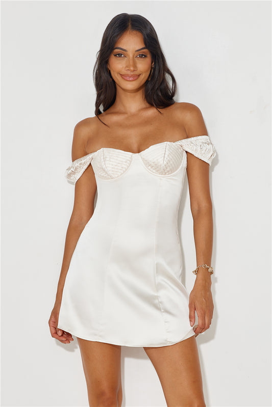 Era Of Cottagecore Satin Mini Dress Champagne