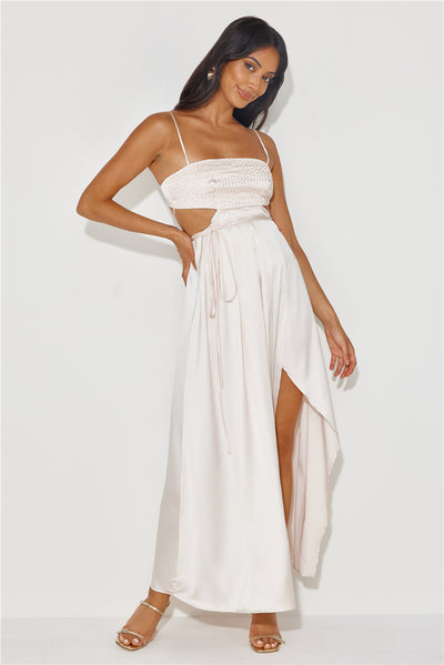 Nights In LA Satin Maxi Dress Champagne