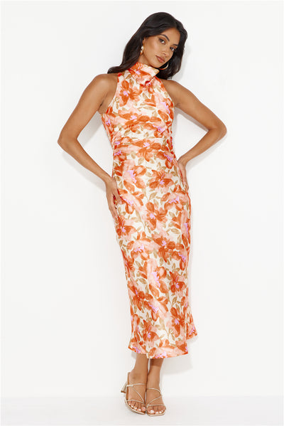 Fifi Satin Maxi Dress Orange