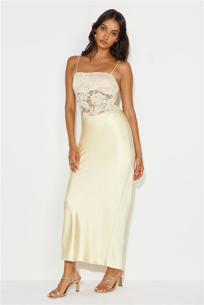 Switch On Satin Maxi Dress Yellow