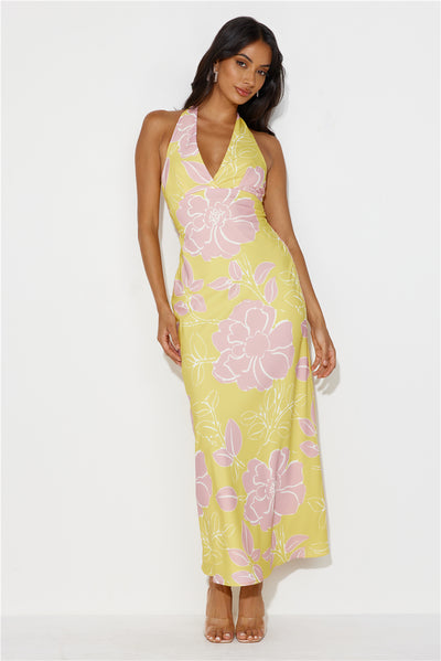 Oasis Hour Halter Maxi Dress Yellow