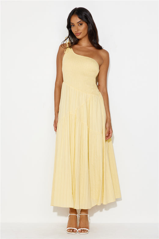 Shining Happiness One Shoulder Maxi Dress Yellow