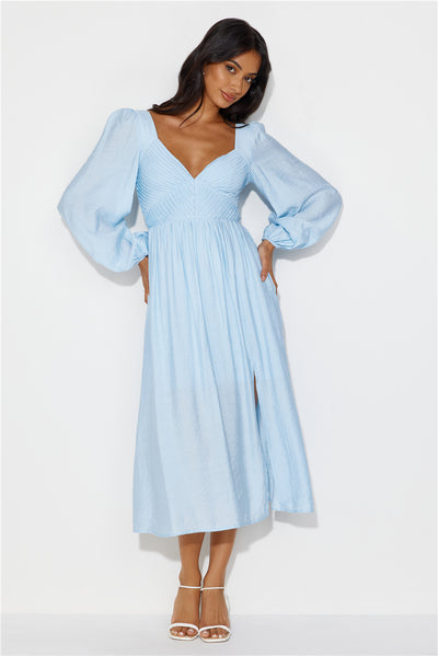 Dancing Deni Long Sleeve Midi Dress Blue