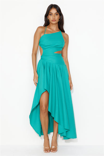 Frolicking Fields Midi Dress Green