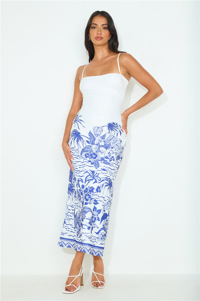 SEVEN WONDERS Valencia Midi Dress Blue White