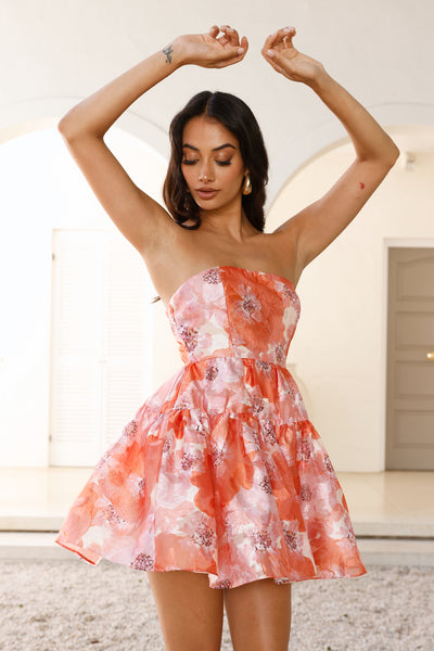 In Your Feelings Strapless Mini Dress Orange