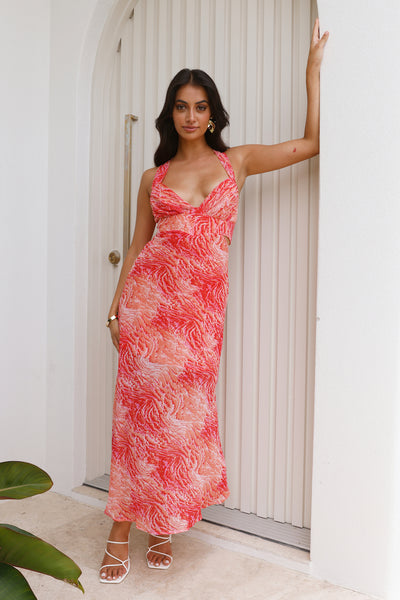 Romance Beachside Maxi Dress Red