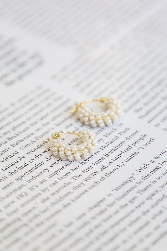 Perfect Pearl Hoop Earrings White