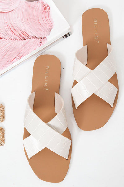 BILLINI Hale Slides White Clay Croc | Hello Molly USA