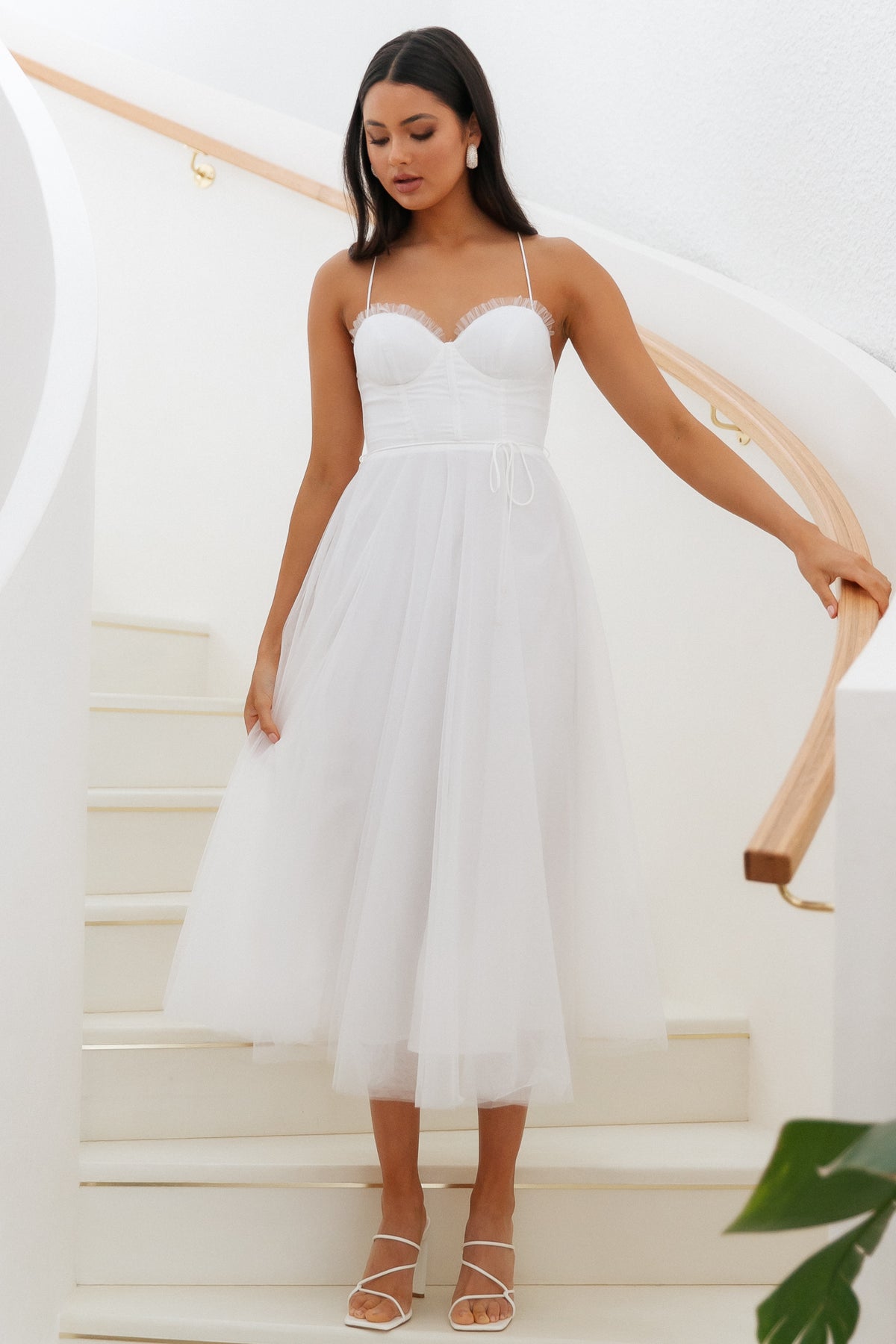 Wandering In The Light Tulle Midi Dress White