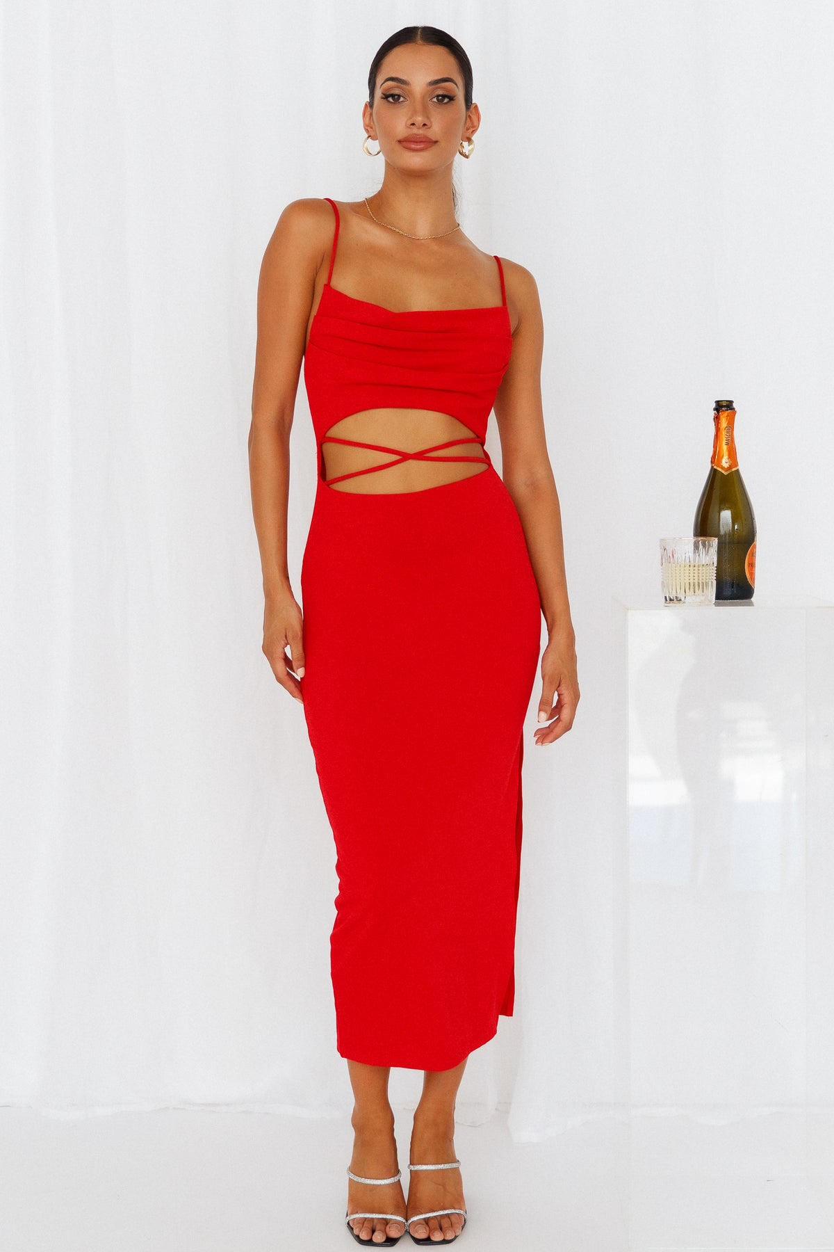 Midnight Coffee Maxi Dress Red