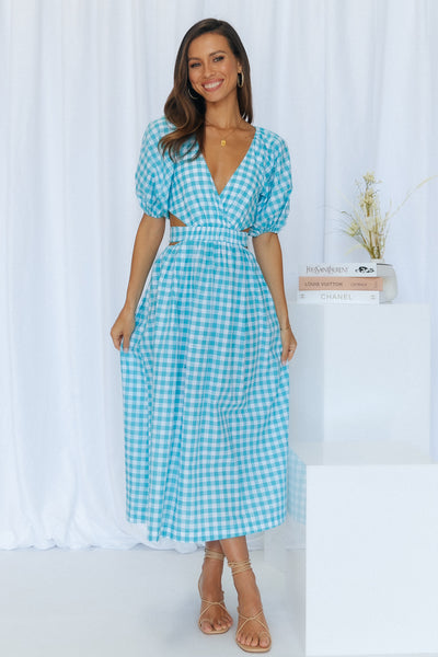 Not A Second More Midi Dress Blue