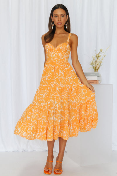 Freshly Brewed Midi Dress Orange