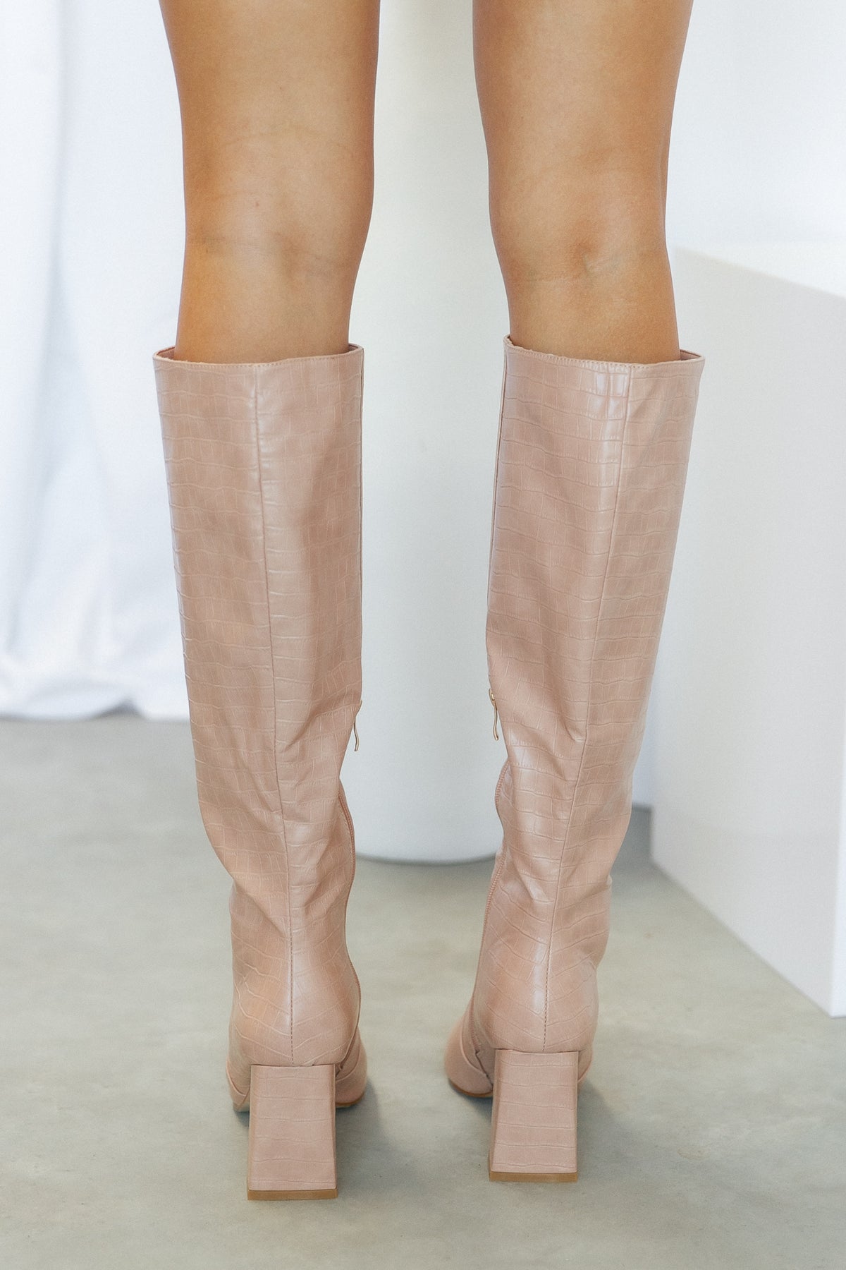 BILLINI Elanor Knee High Boots Rose Clay Croc