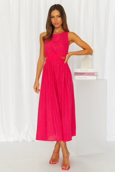 Bayside Beauty Midi Dress Hot Pink