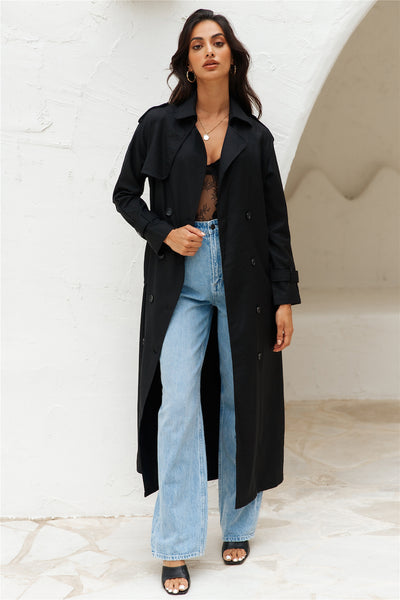 LIONESS Trencherous Long Coat Onyx