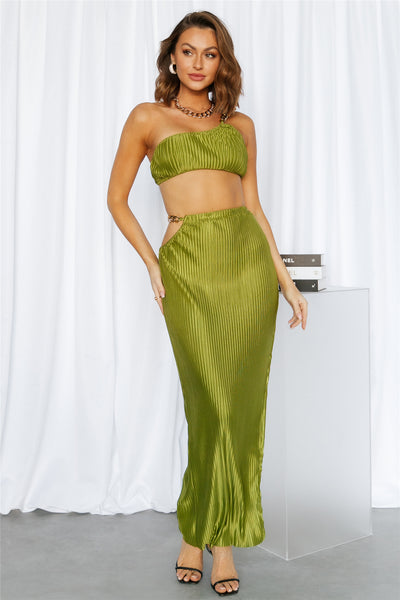 Make Me Feel Maxi Skirt Green