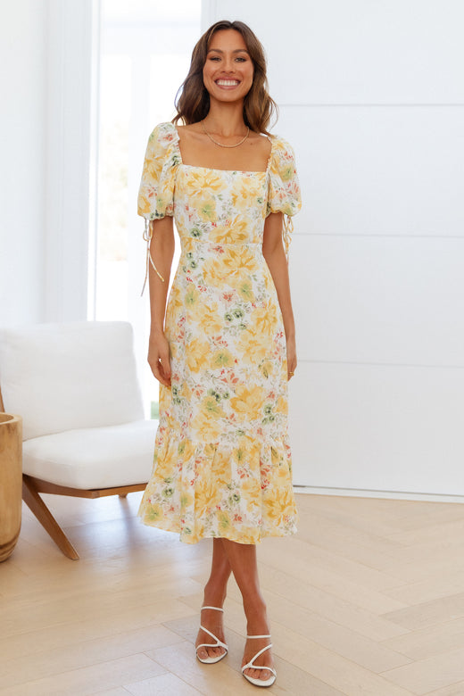 Soft Love Midi Dress Yellow