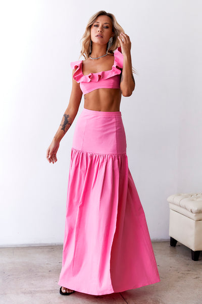 HELLO MOLLY Dessert Menu Maxi Skirt Pink