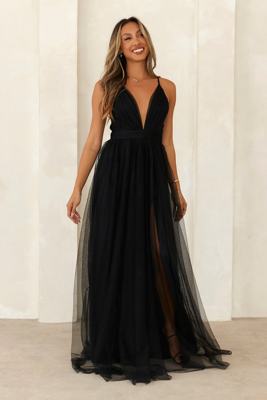Darkest Sky Tulle Maxi Dress Black