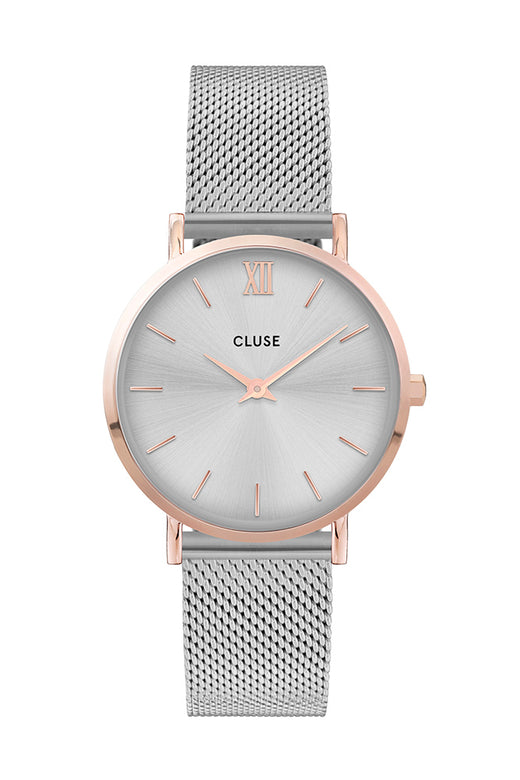 CLUSE Minuit Mesh Bicolour Watch Rose Gold Silver