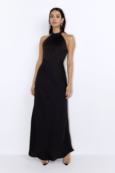 Formal Night Out Satin Maxi Dress Black