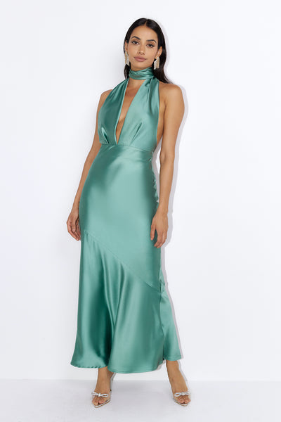 Luxury Events Satin Maxi Dress Sage