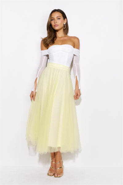 Keeping It Smart Midi Skirt Yellow