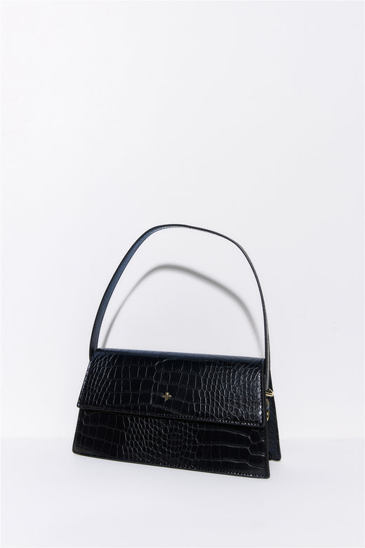 PETA + JAIN Starri Bag Black Croc Gold