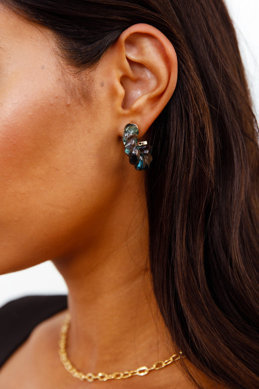 Crescent Love Earrings Aqua