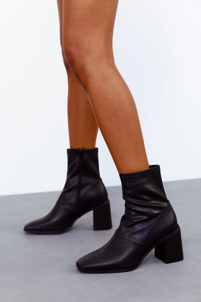 VERALI Lila Sock Ankle Boots Black Stretch PU