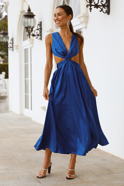 Lovely Travels Midi Dress Blue