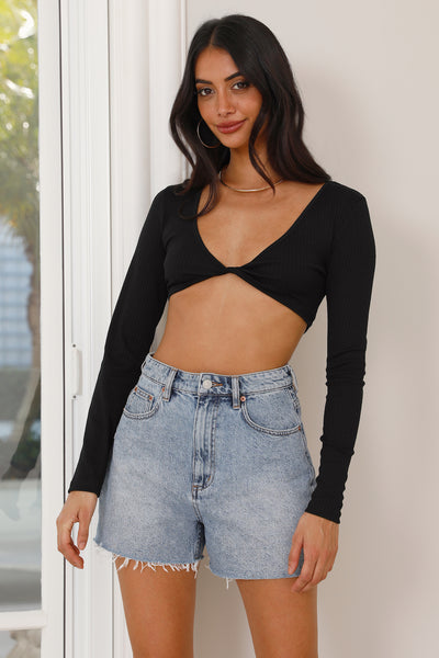 Smiling Days Crop Top Black