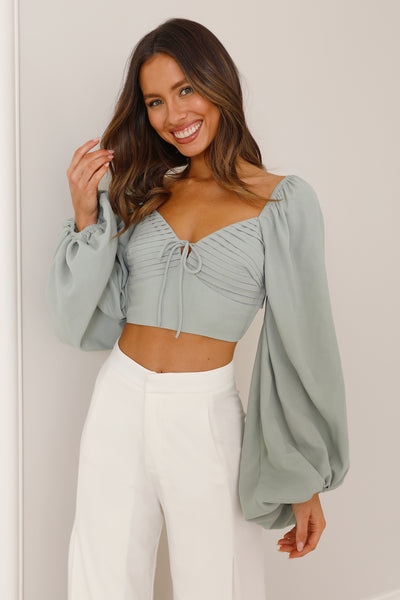 Everywhere And Beyond Crop Top Sage