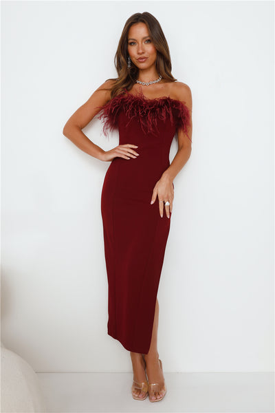 RUNAWAY Valentina Midi Dress Wine