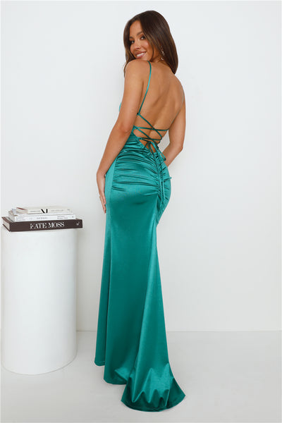 Events Of Class Satin Maxi Dress Green