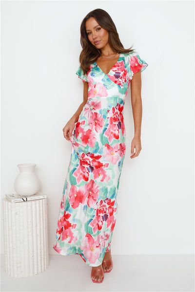 Her Energy Satin Maxi Dress Green