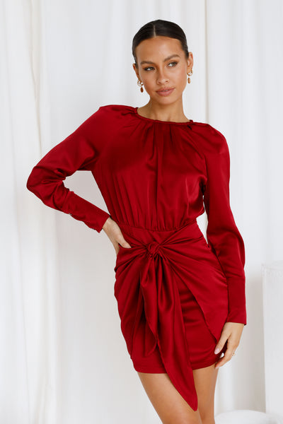 Softest Words Satin Dress Wine