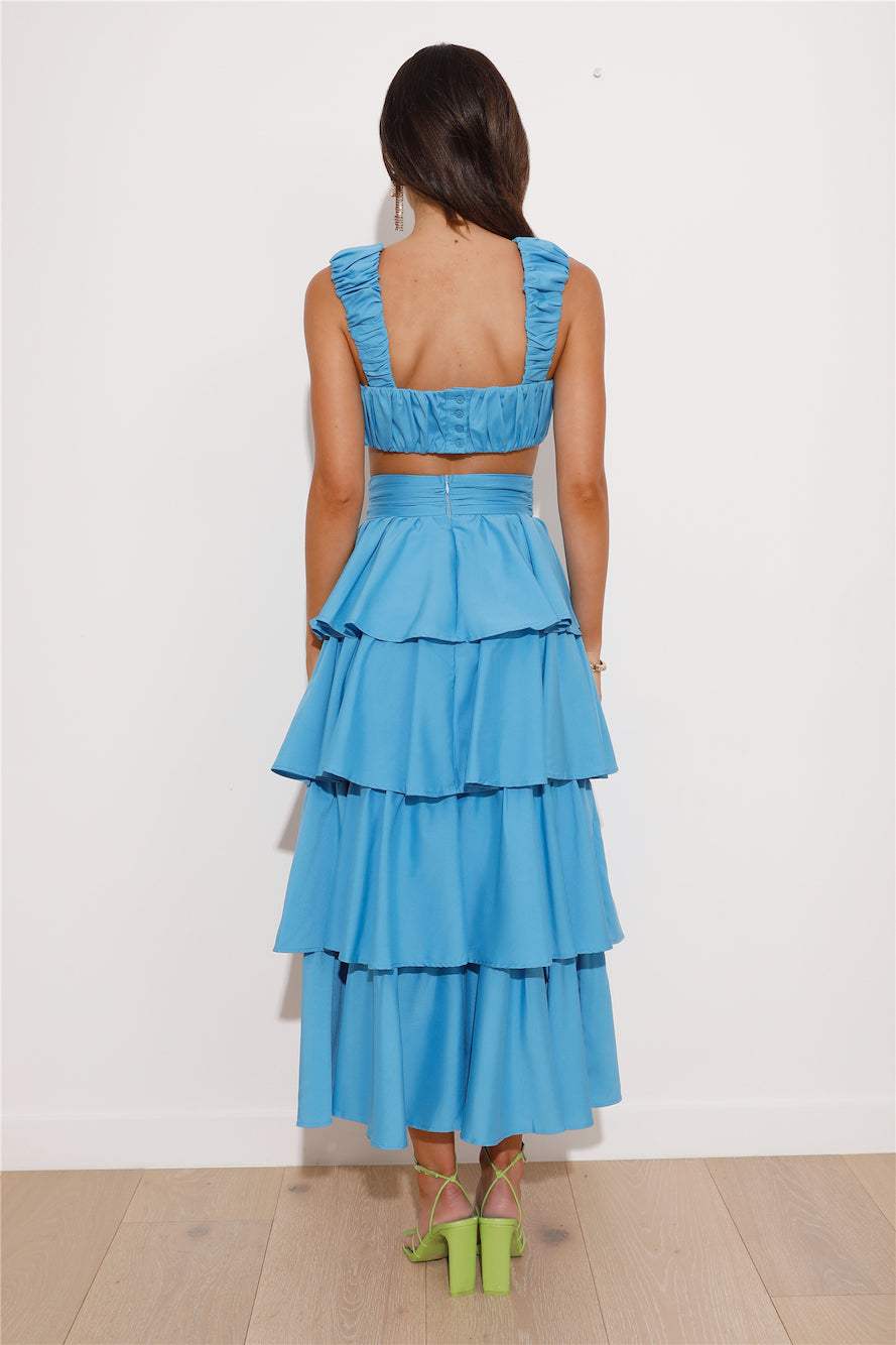 Hour To Shine Midi Skirt Blue