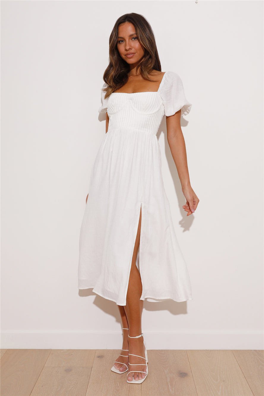 In Her Eyes Midi Dress White