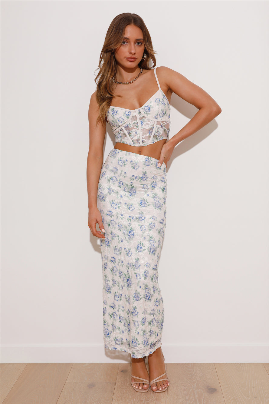 Dainty Touch Lace Crop Top Blue