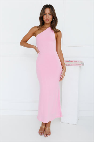 Kiki One Shoulder Maxi Dress Pink