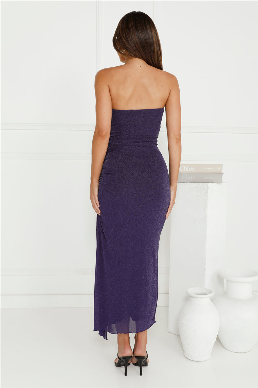 Midnight Sparkle Strapless Maxi Dress Navy