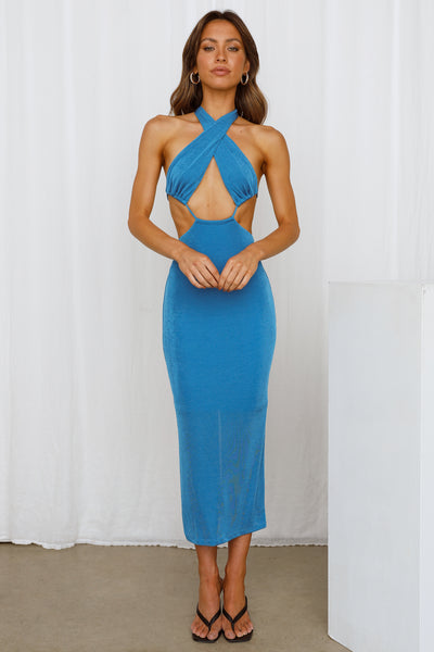 Genie Glimmer Midi Dress Blue