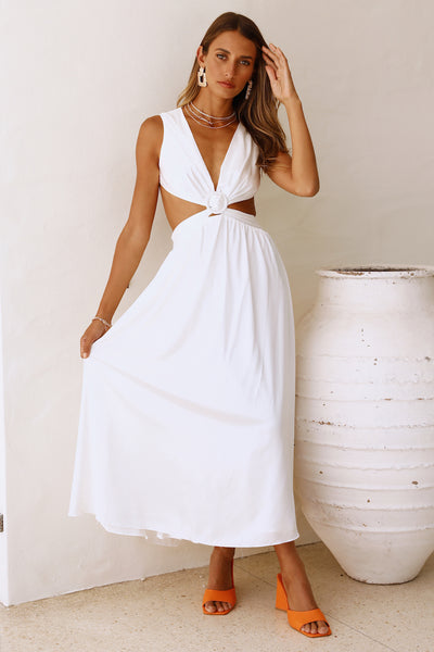 Lovely Travels Midi Dress White