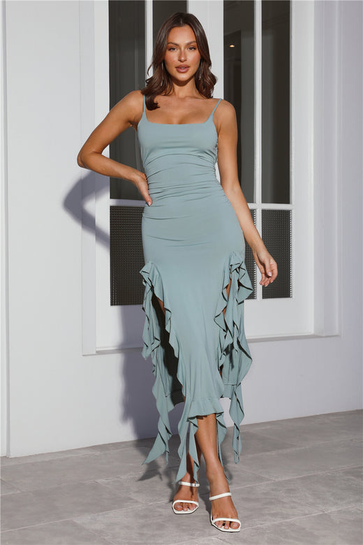 Send A Hint Midi Dress Sage