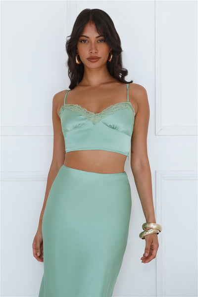 Forest Secrets Satin Crop Top Green