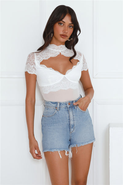 Bring The Heat Lace Bodysuit White